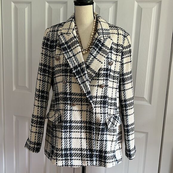 Primark Double Breasted Blazer in Navy and White size 12 - Picture 4 of 16